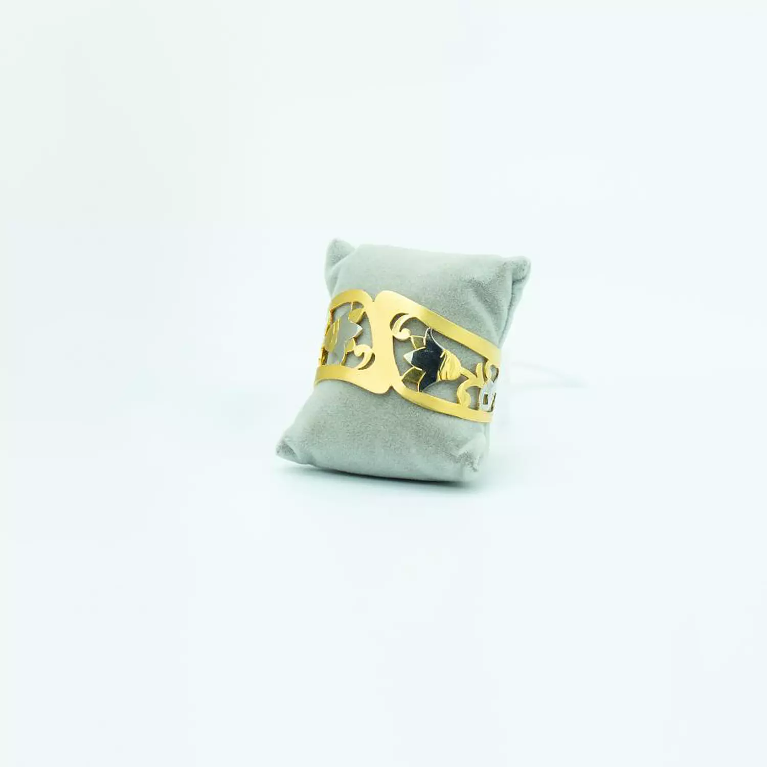 Hand-carved, gold and silver plated, 3D copper bracelet - free size - lotus flower hover image