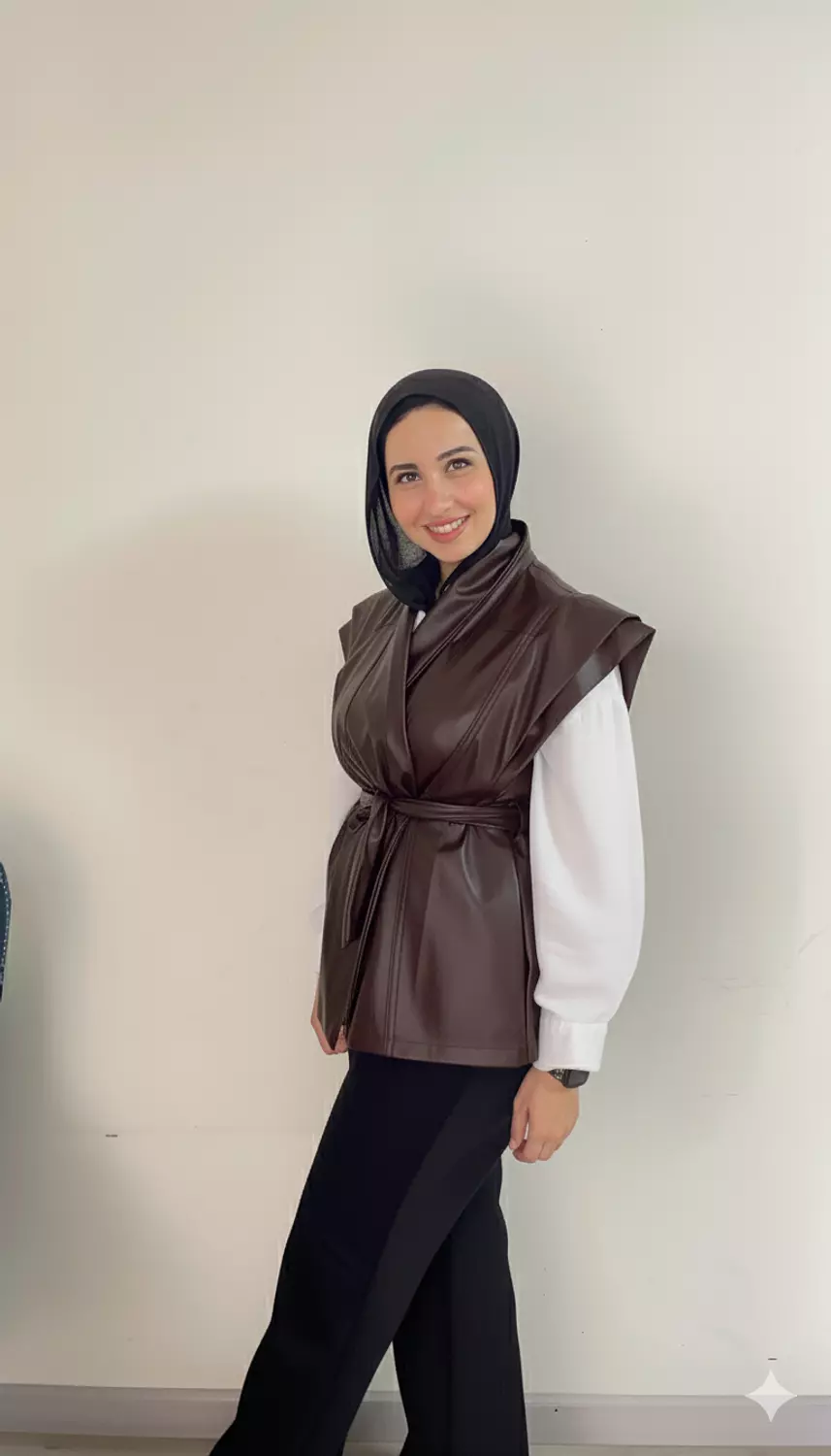 Bold Leather Vest - brown 2