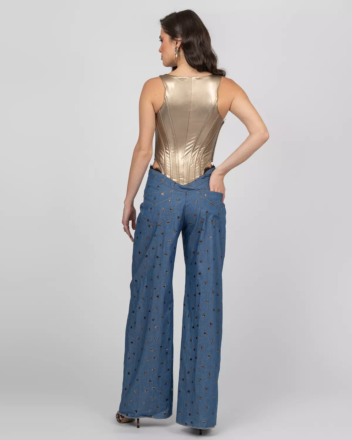 Gold Metallic Corset Jumpsuit hover image