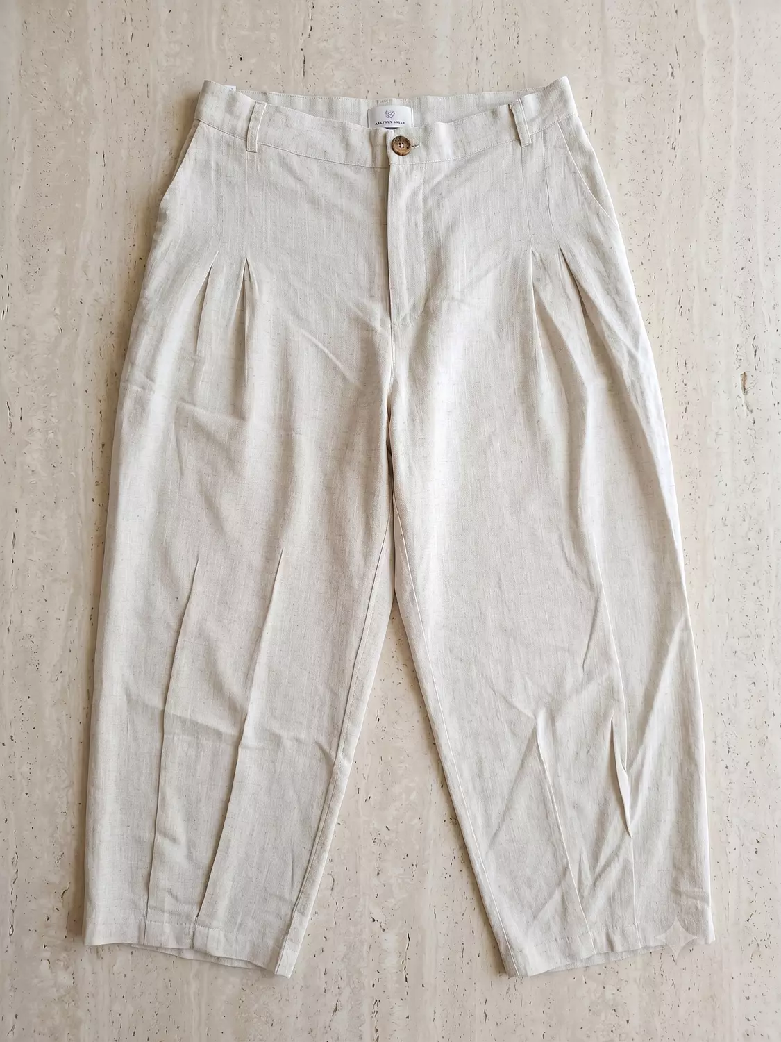 flowy wide leg ritual linen pants - Beige hover image