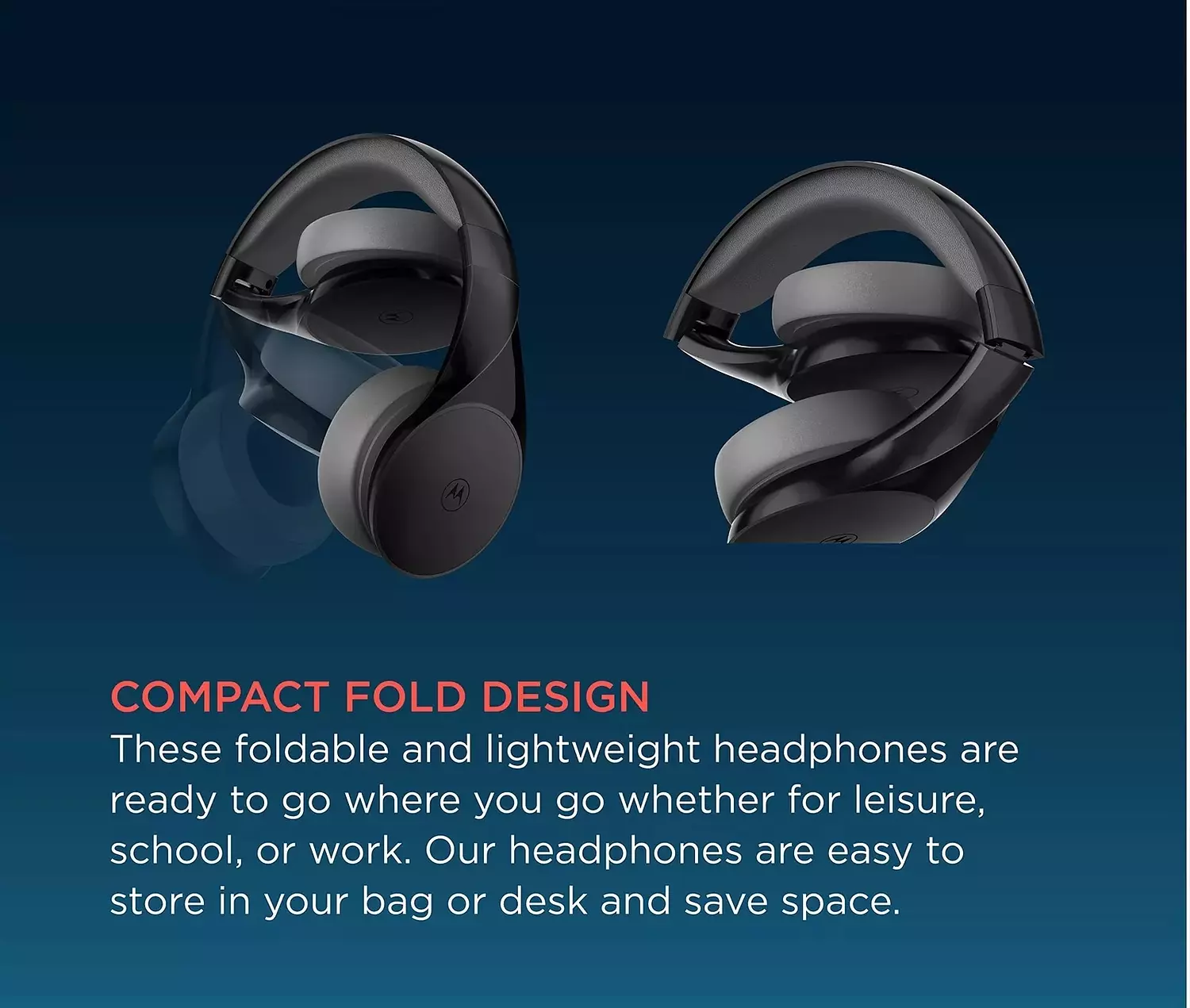 Bluetooth Headphone - Powerful Sound, 25 Hours of Playtime, Foldable Design - Motorola MOTO XT500+ 3