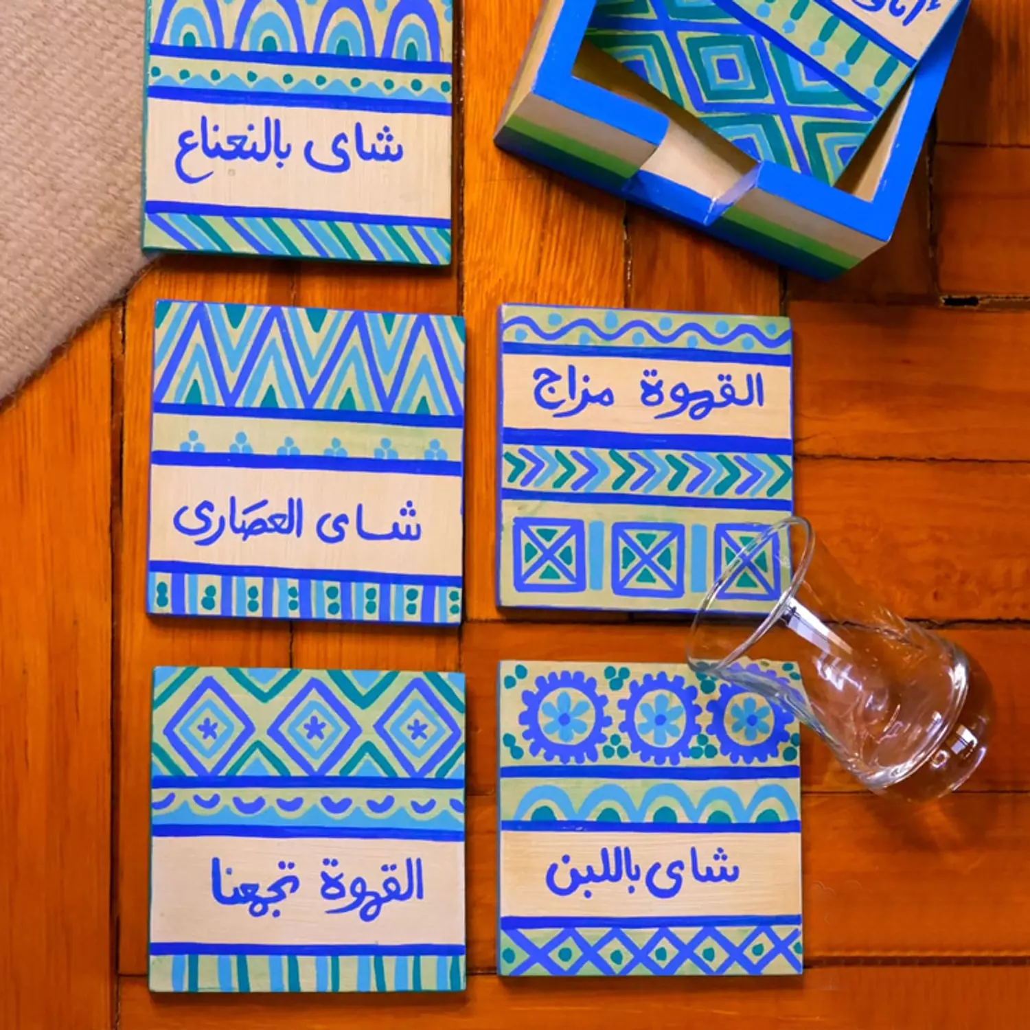 Coaster set - Strip blue image