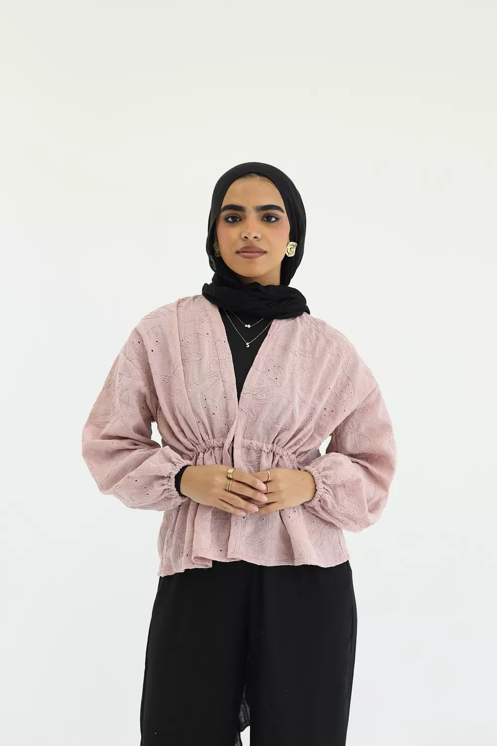 Pink flowered stomach cardigan image