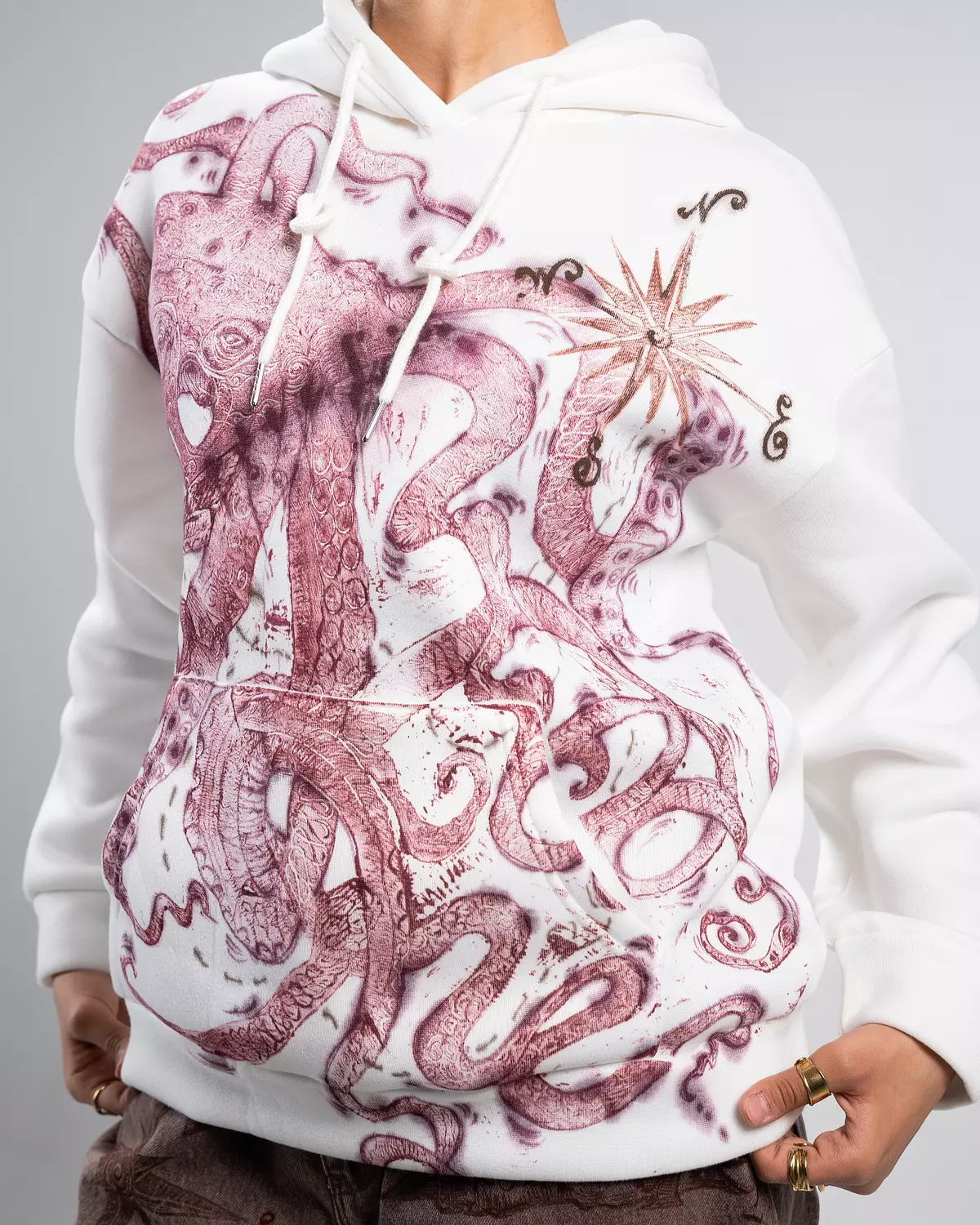 “Attack from the deep” hand-printed & painted hoodie  6