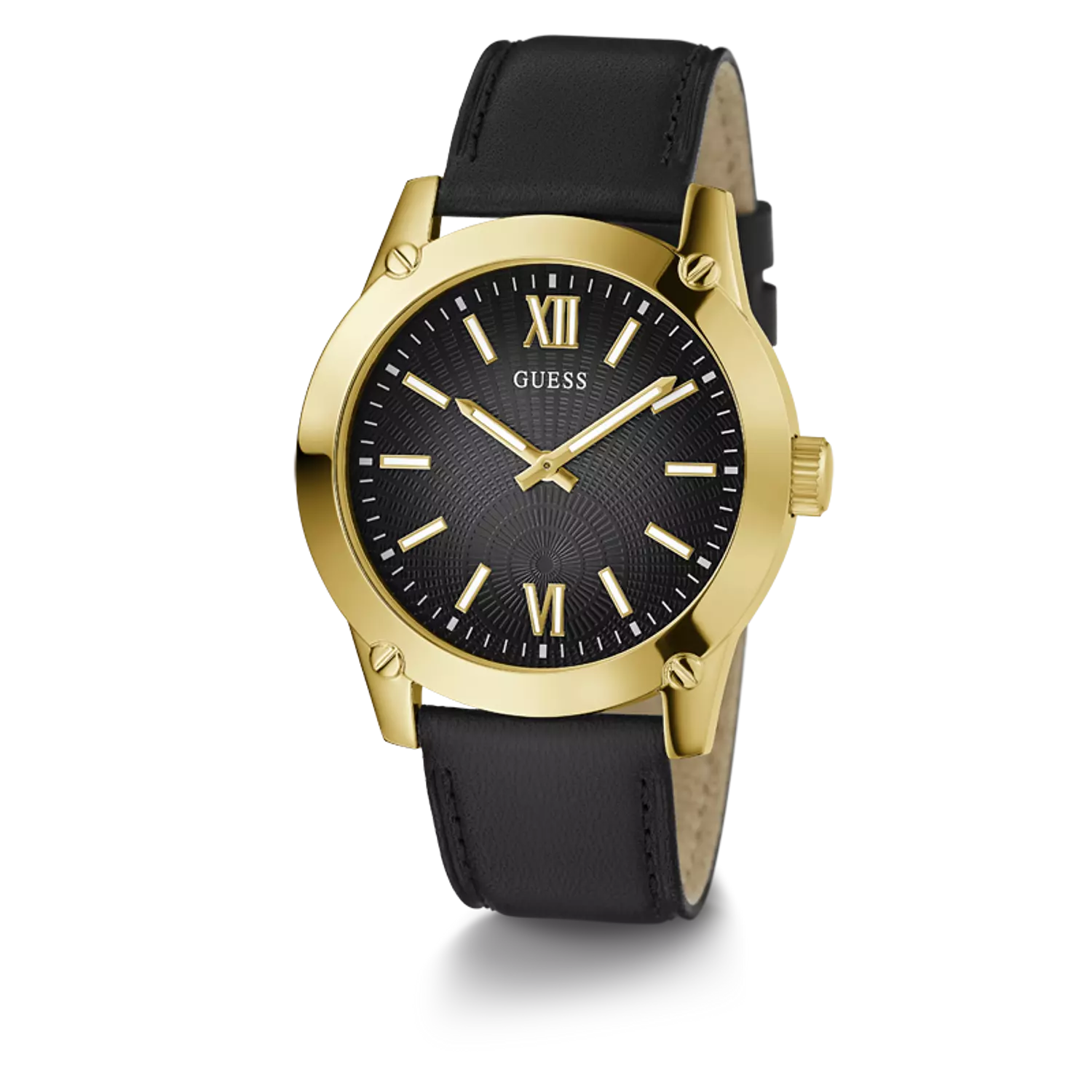 Guess GW0628G2 Gents Watch Analog Movement Round Shape Black Smooth Leather Strap 2