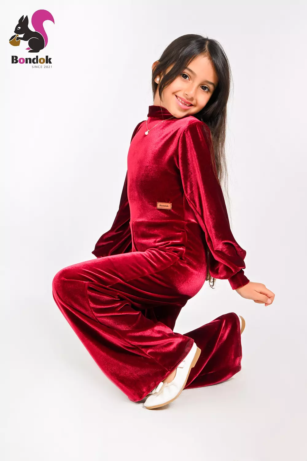 Girls Velvet Jumpsuit, Long Sleeve Wide Leg 19