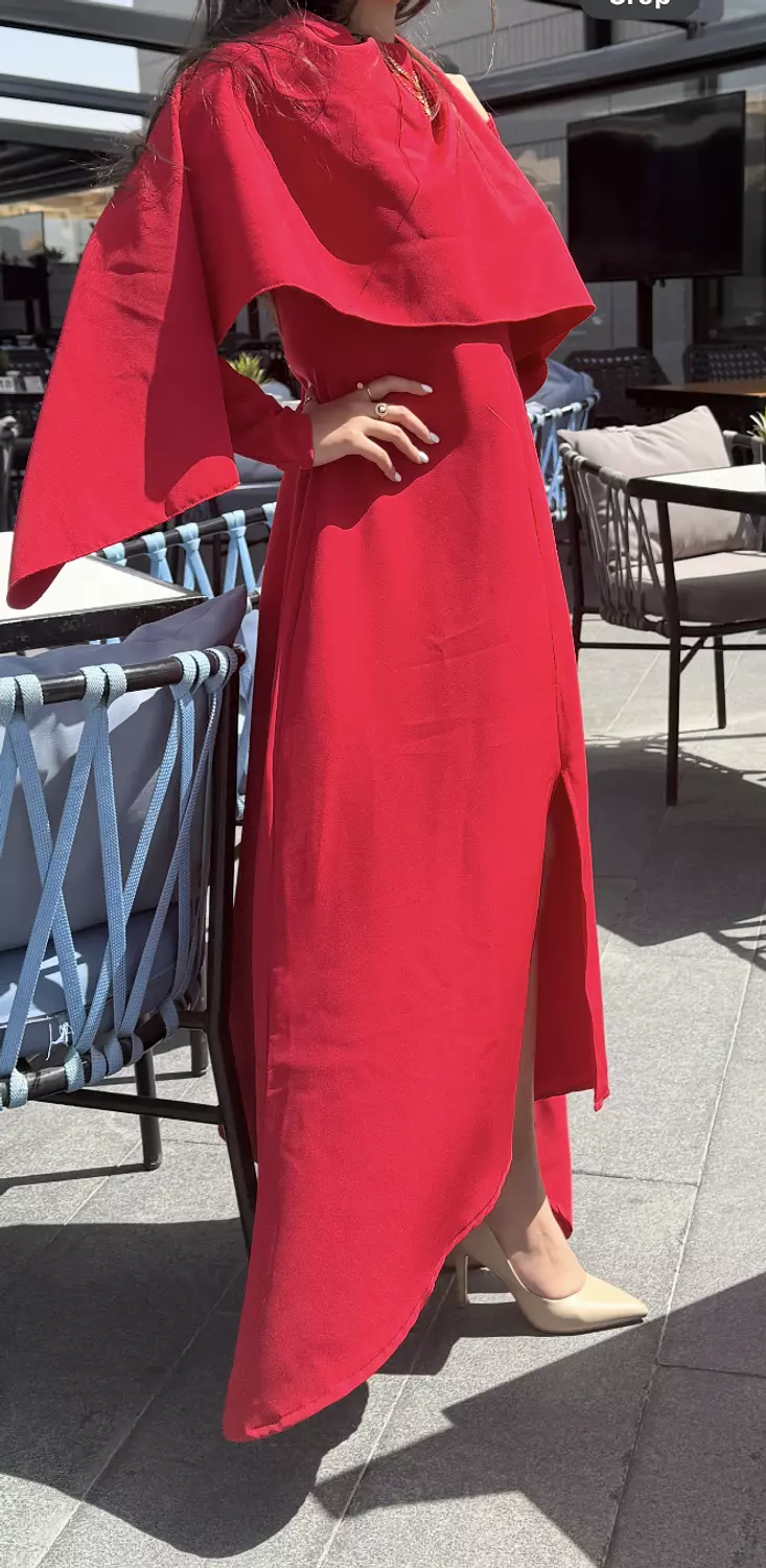 RED CAPE DRESS 6
