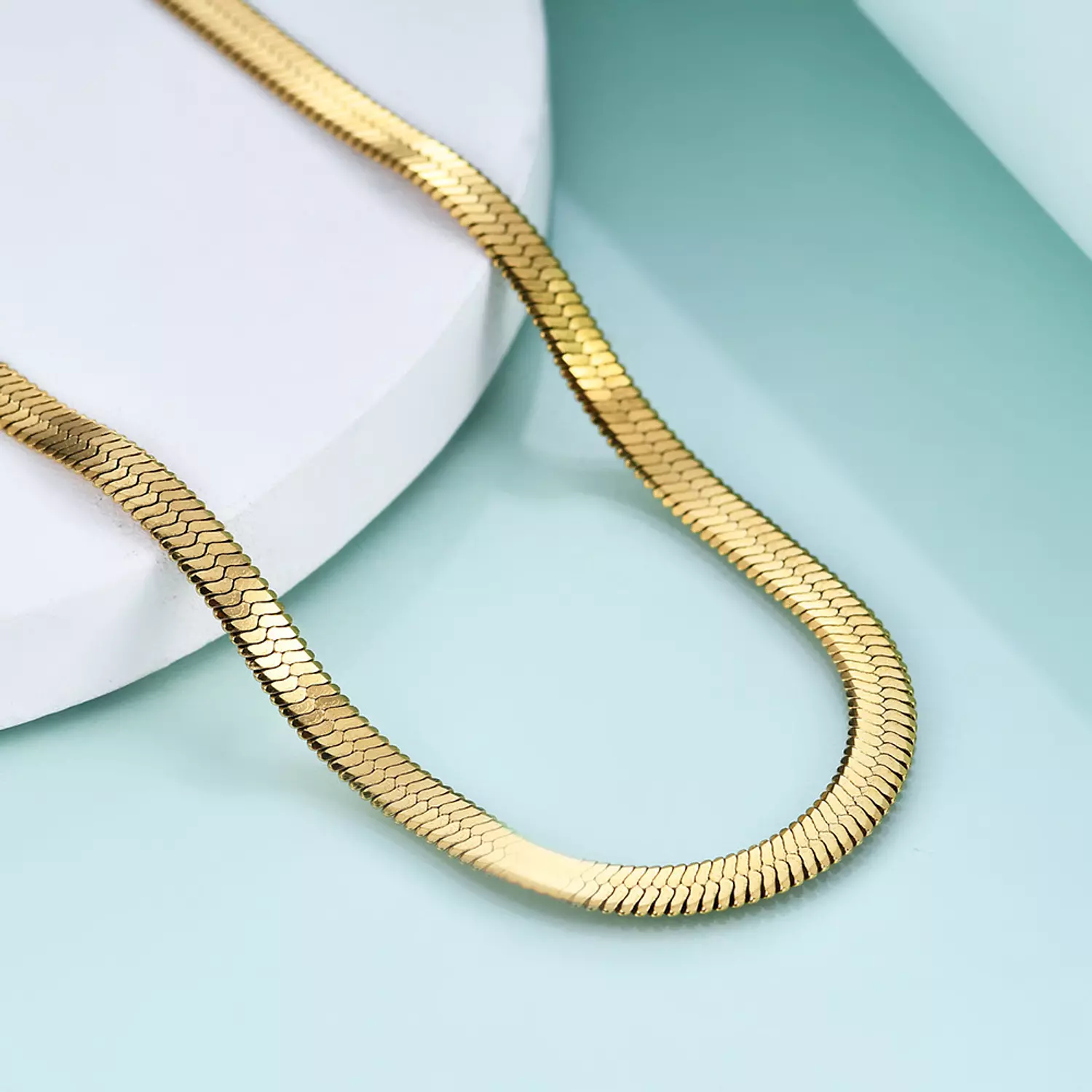 Flat snake chain necklace hover image