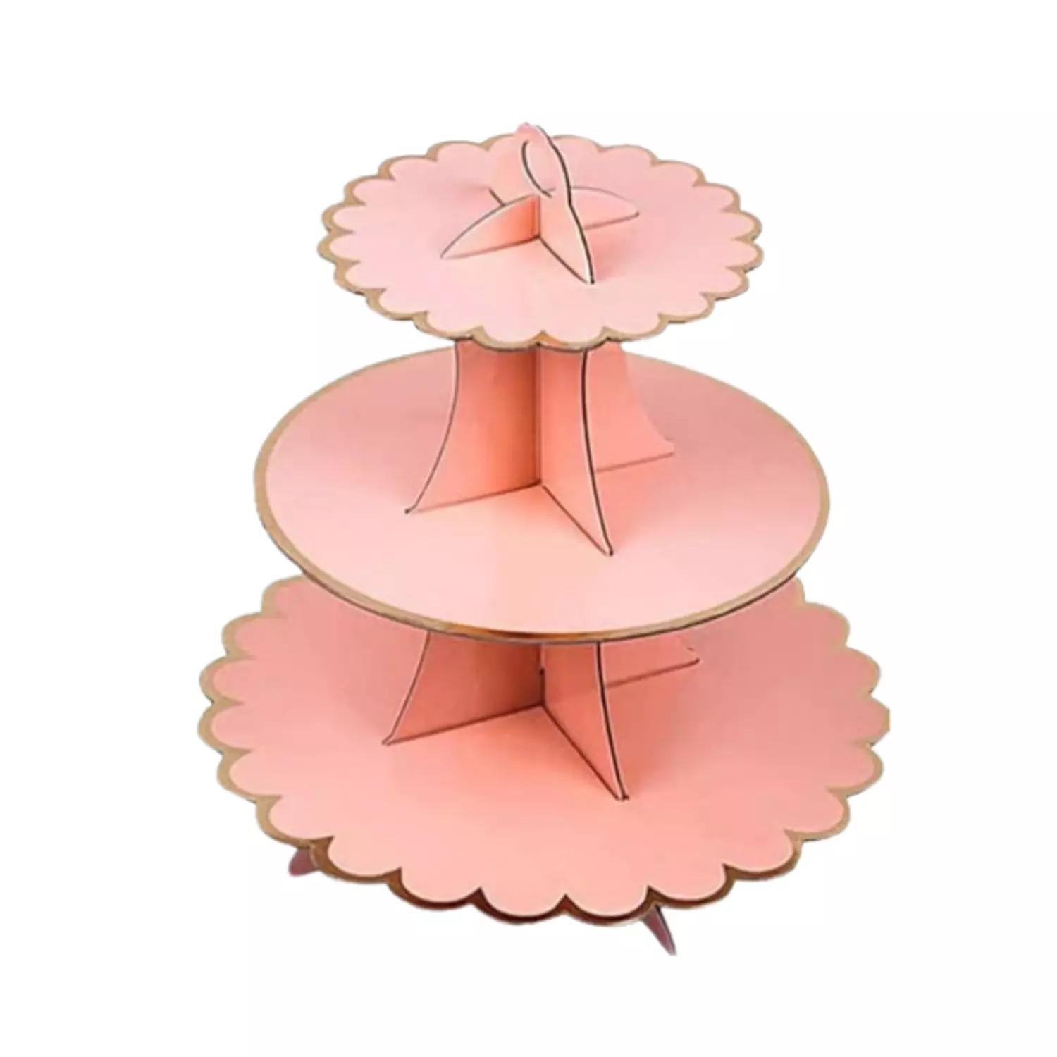 Pink With Gold Border Cupcake Stand image