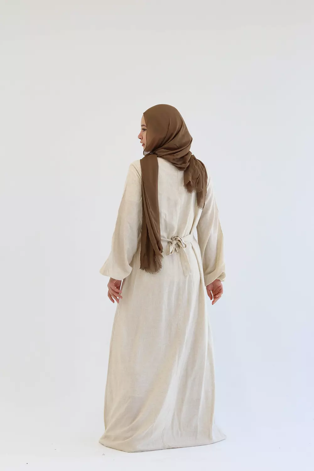 Beige Pure Linen Dress  4