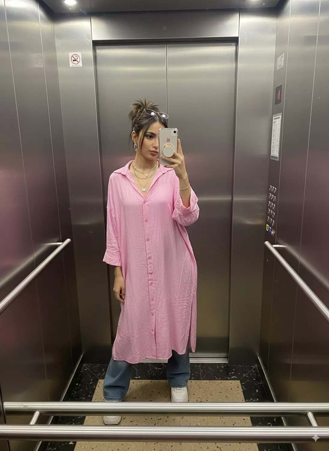 Relaxed-Fit V-Neck Shirt Dress image
