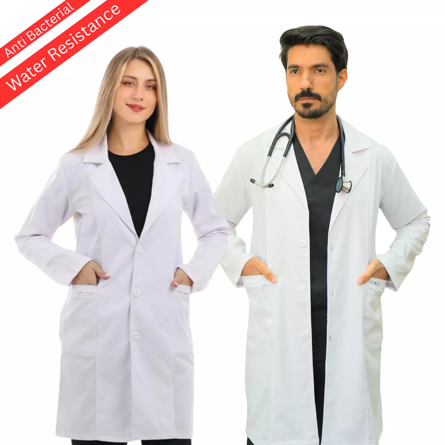 White Elegance Lab Coat Long image