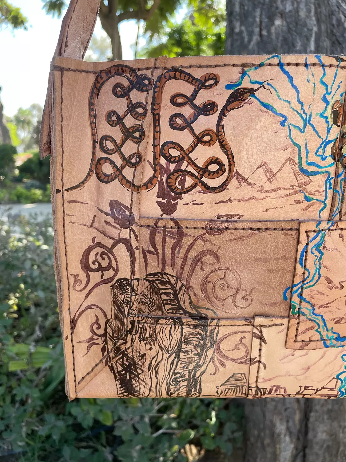 Kemet map real leather hand-made shoulder bag  5