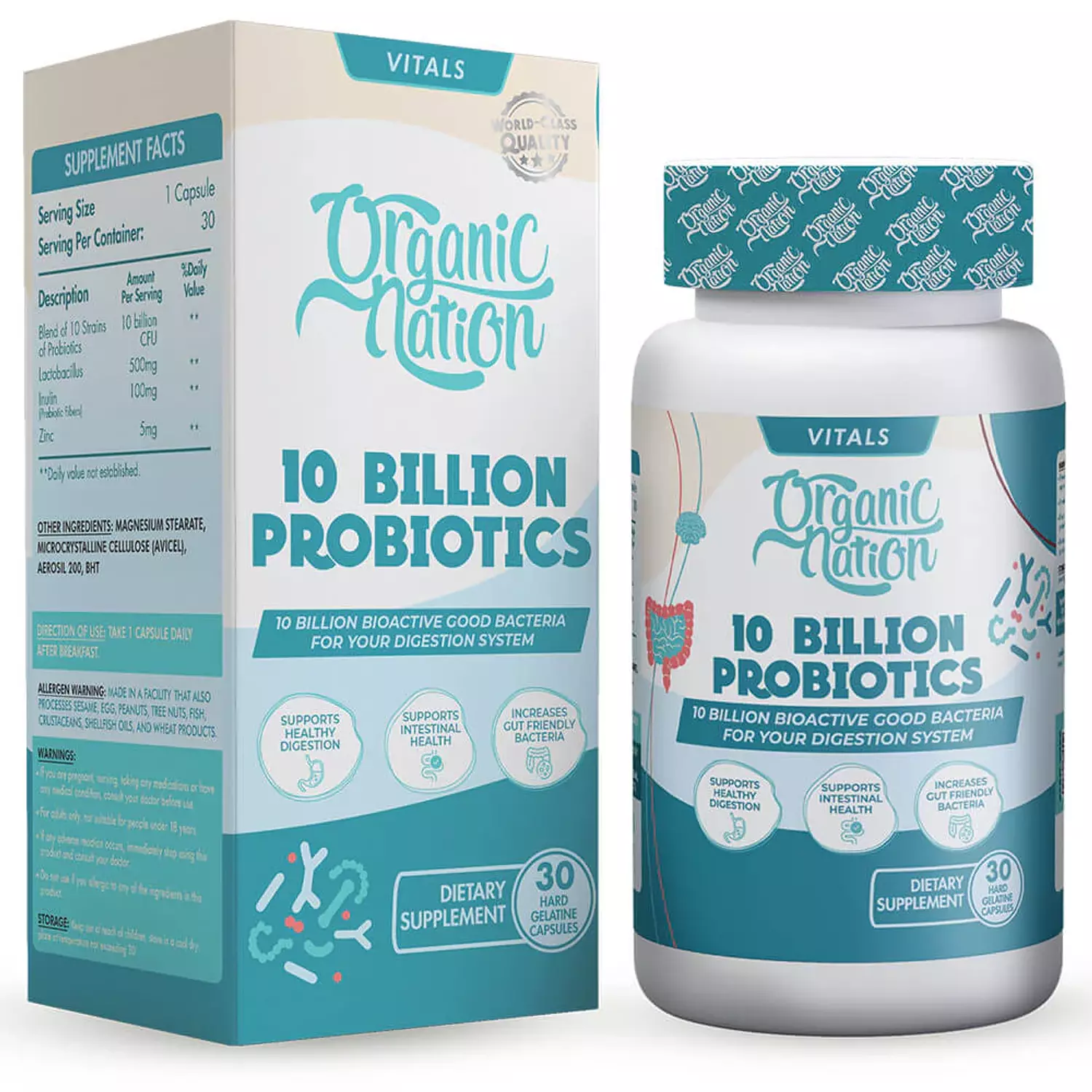 Organic Nation, 10 Billion Probiotics, 30 Capsules, 30 Servings image