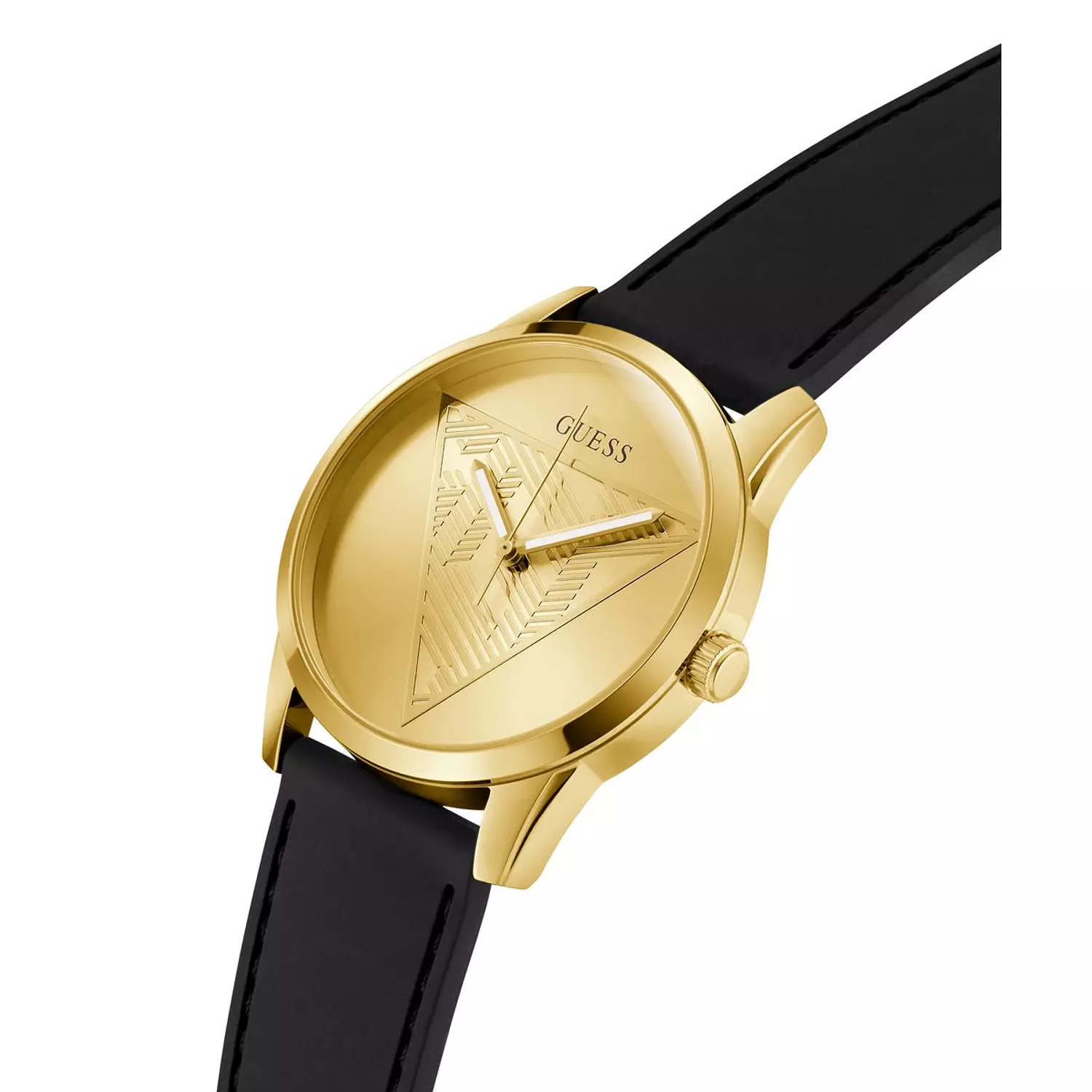 GUESS CLARK Mens Black Gold Tone Multi-function Watch Black Silicone Smooth Strap 3