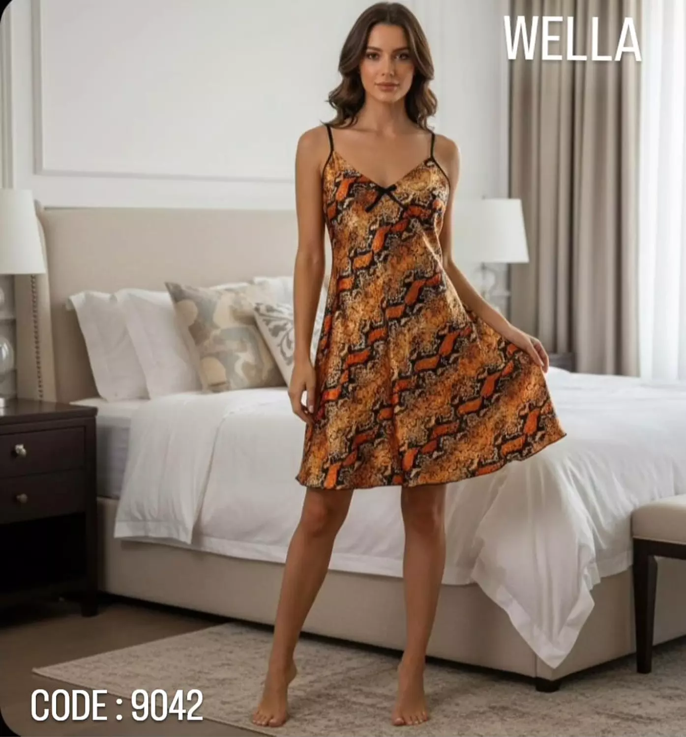 Printed Satin Night Dress image