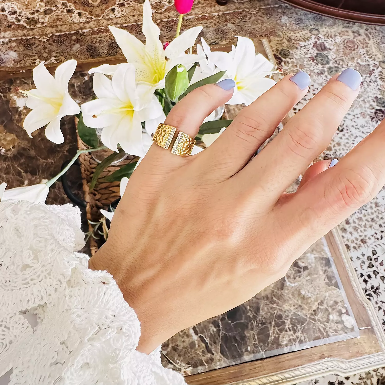Micro Zircon front open ring image
