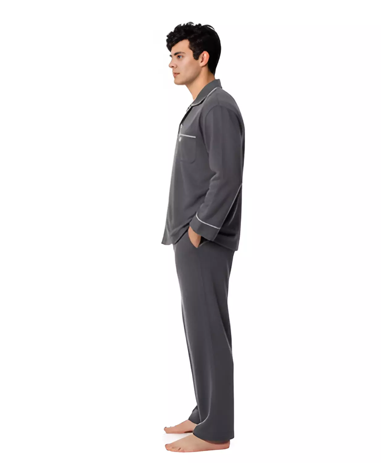 Shorto Classic Basic Viyella Pajama - 2610 - Dark Grey 3