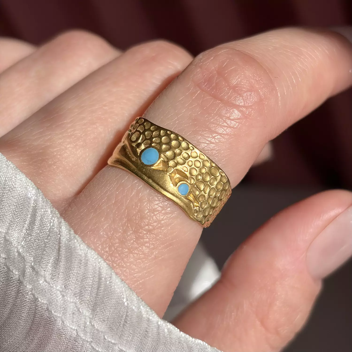 Turquoise dots stainless steel ring  image