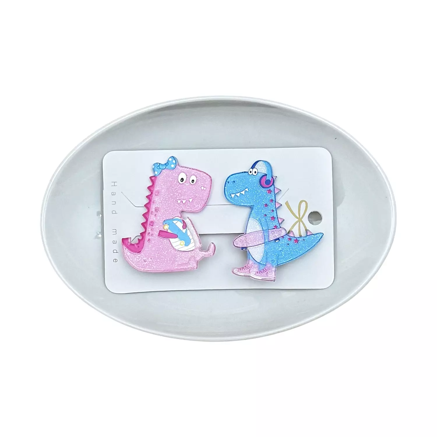 2 Pc Dino Hair Clips Set D image