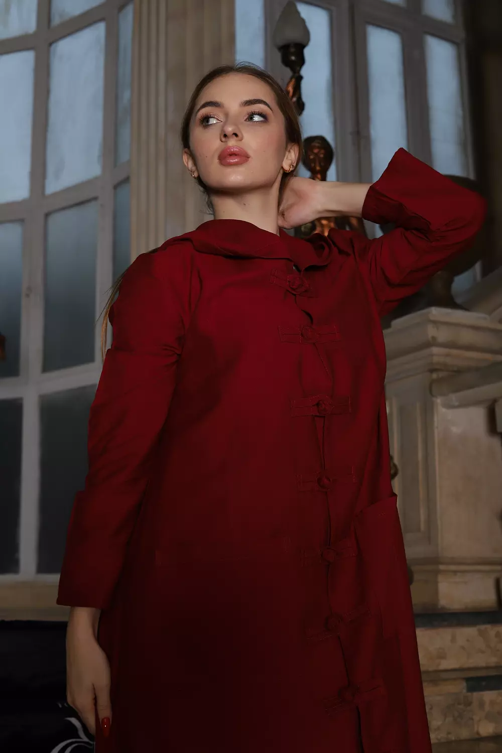 Japanese Style Dress - Burgundy hover image