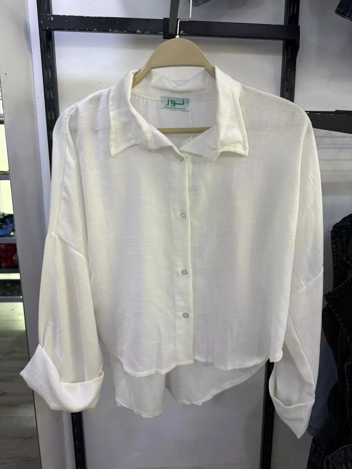 High-Low Hem Linen Collared Shirt 4