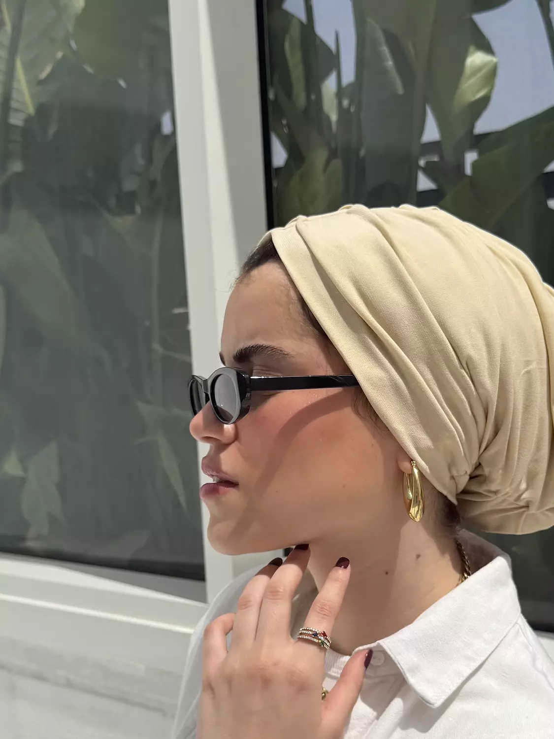 The creamy beige turban 3