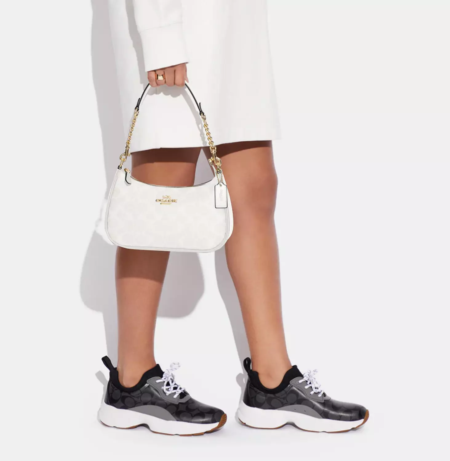Coach Teri Shoulder Bag In Signature Canvas in white 4