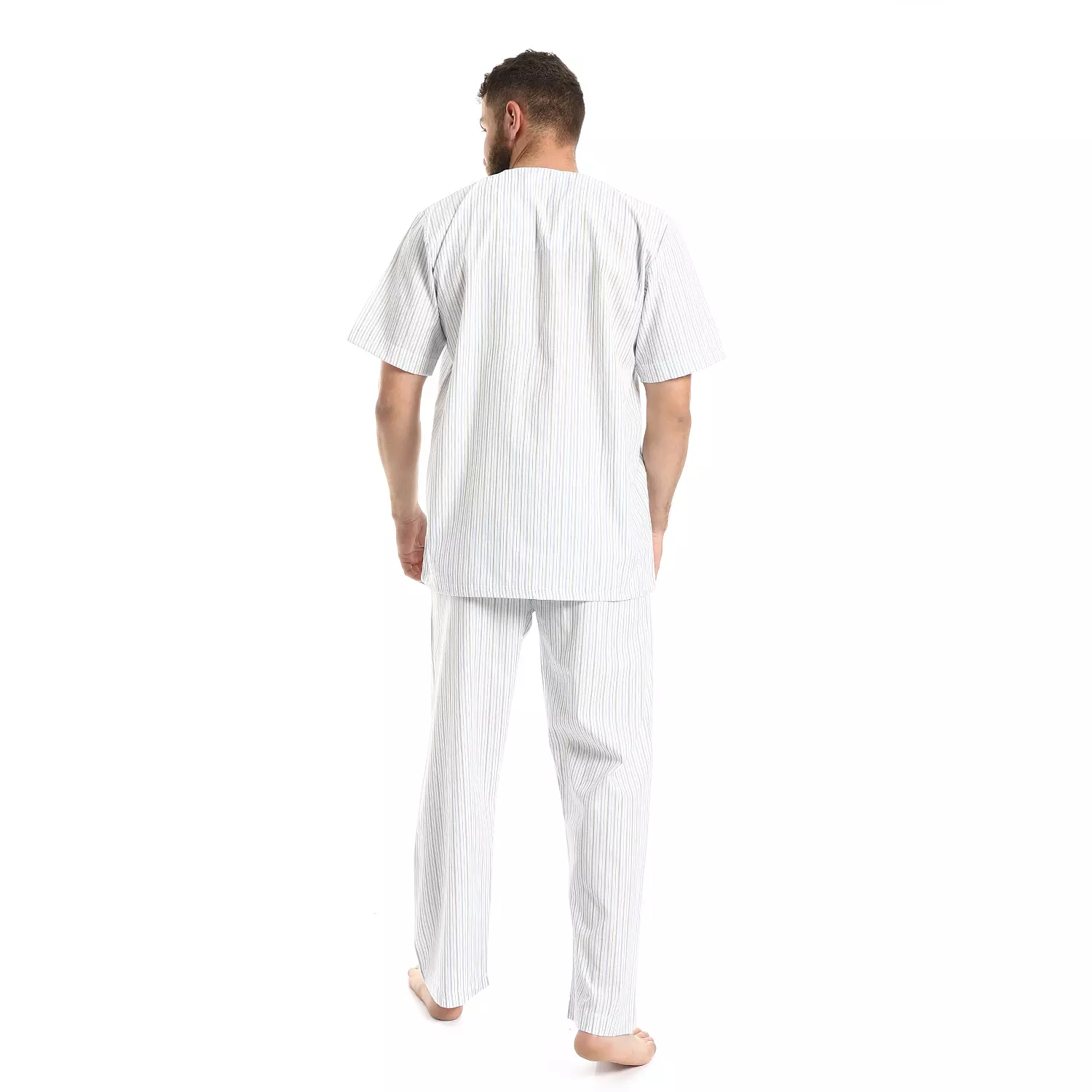 بيجاما رجالي كلاسيك- 2289-ازرق -ابيض- 2 شريط 4