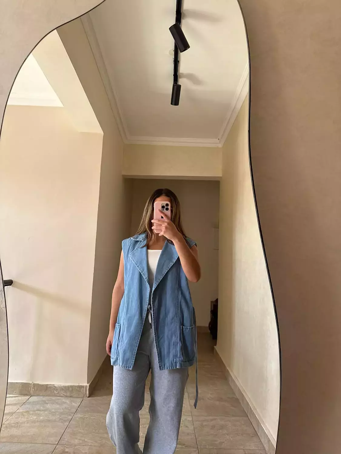 Long Jeans Vest Mid Blue 2