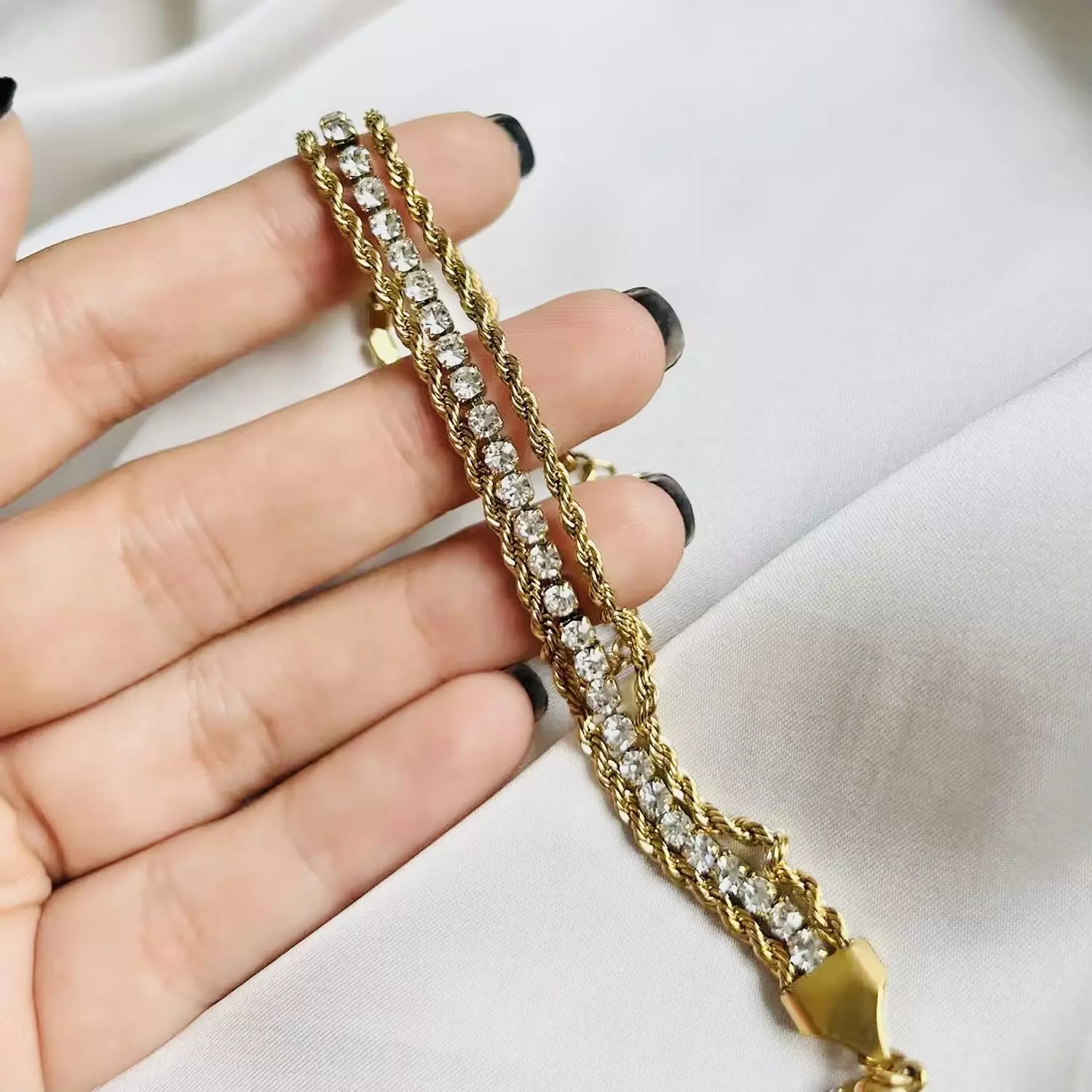 Cubic zircon multilayer bracelet hover image