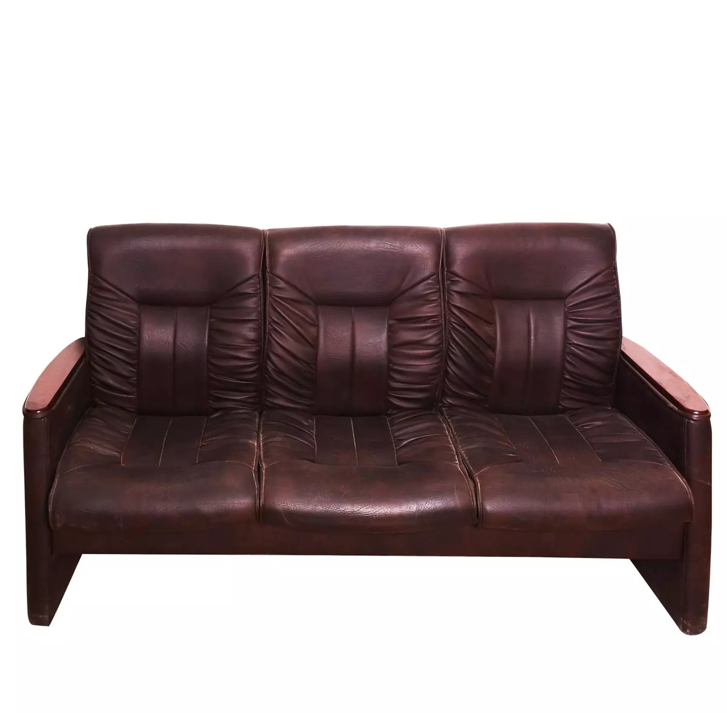 Sherman's sofa 3 black leather seat image