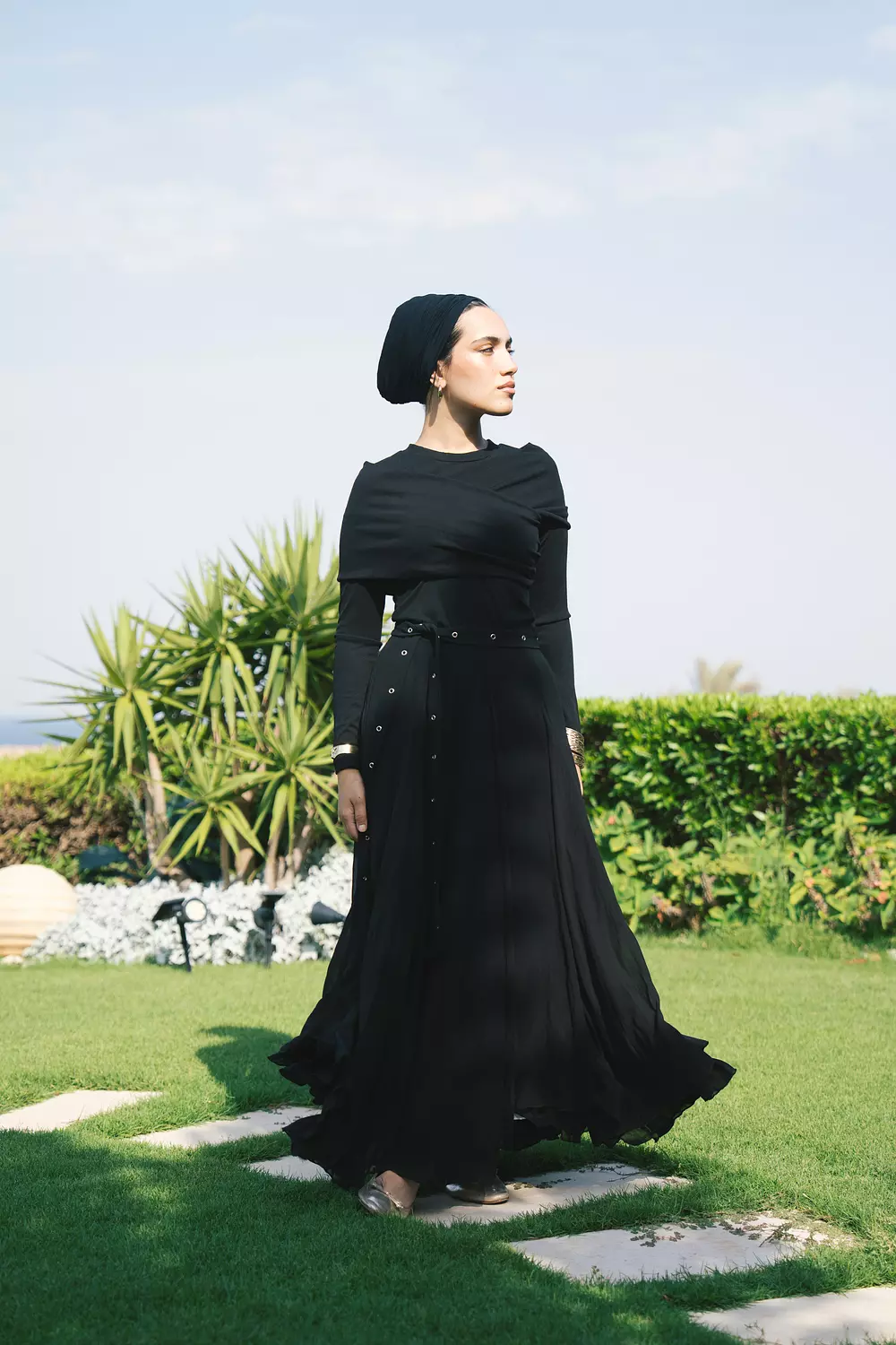 Twist Draped Top in Black image