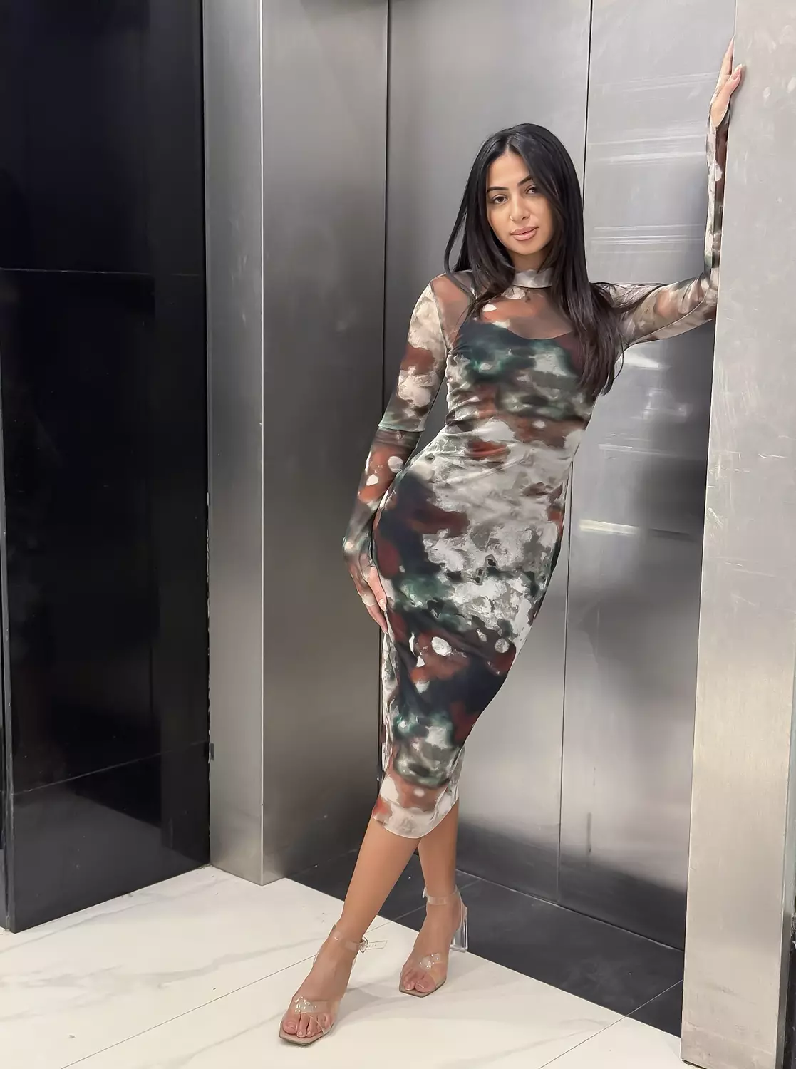 Marble tulle maxi Dress hover image