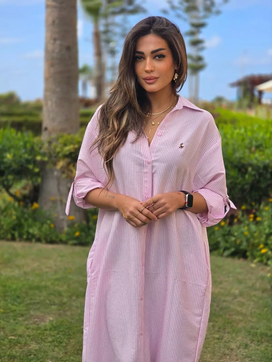 Pink stripped Polo chemise dress image