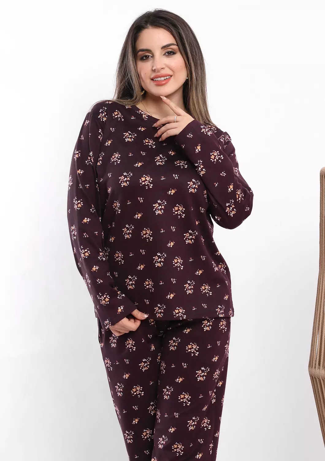 C326 Midnight Blossom Long Sleeves Pajama Set  2