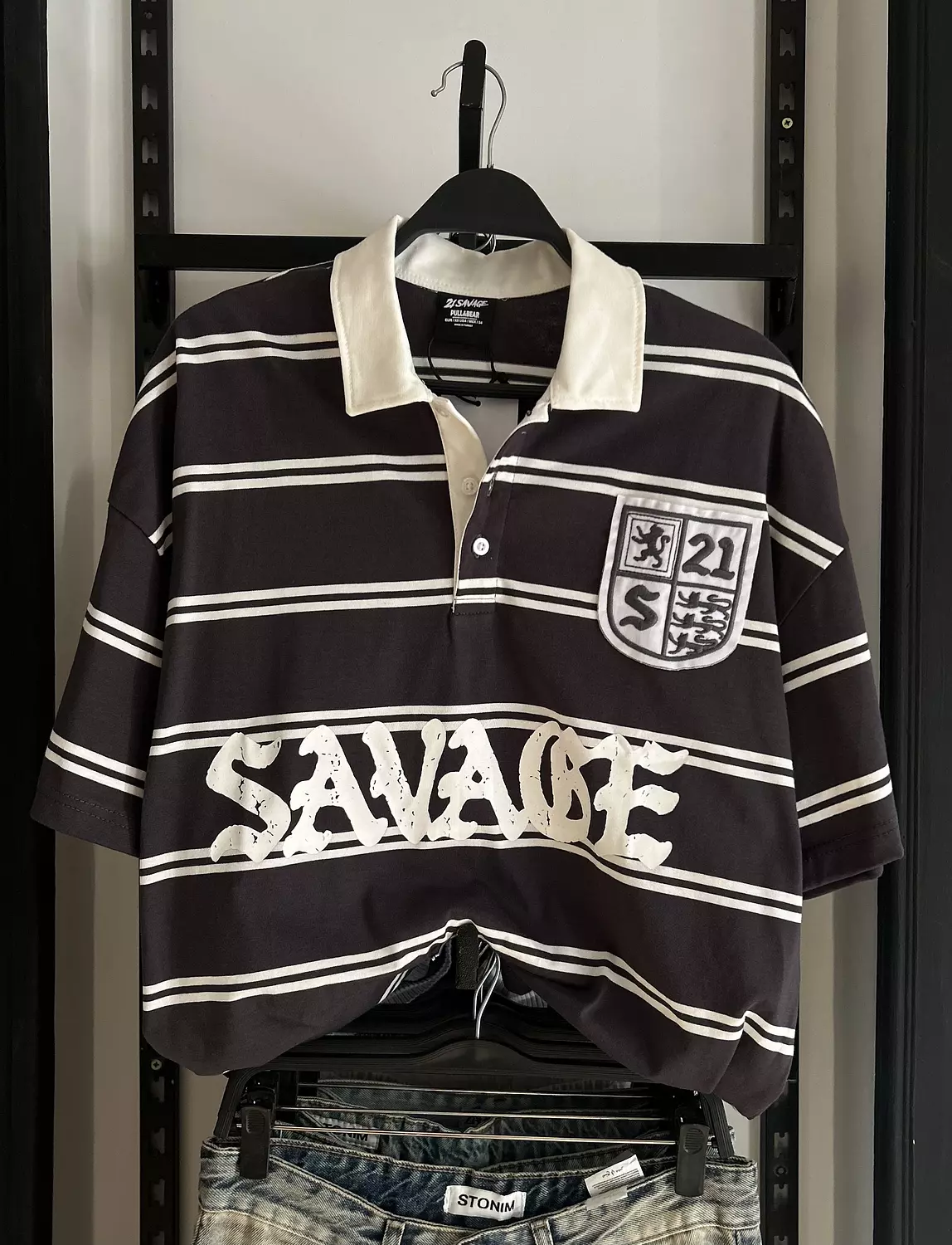 PULL&BEAR 21 SAVAGE STRIPED POLO T-SHIRT 8