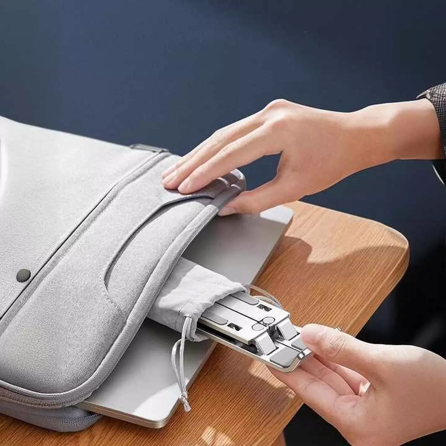 Creative Foldable Laptop Stand with 6-Level Lift Gray 9