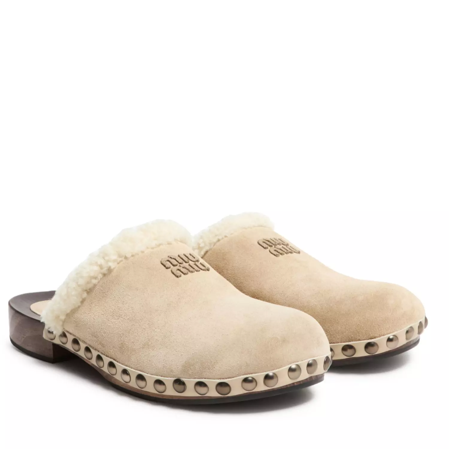 MIU MIU Sabots en shearling - Sand  hover image