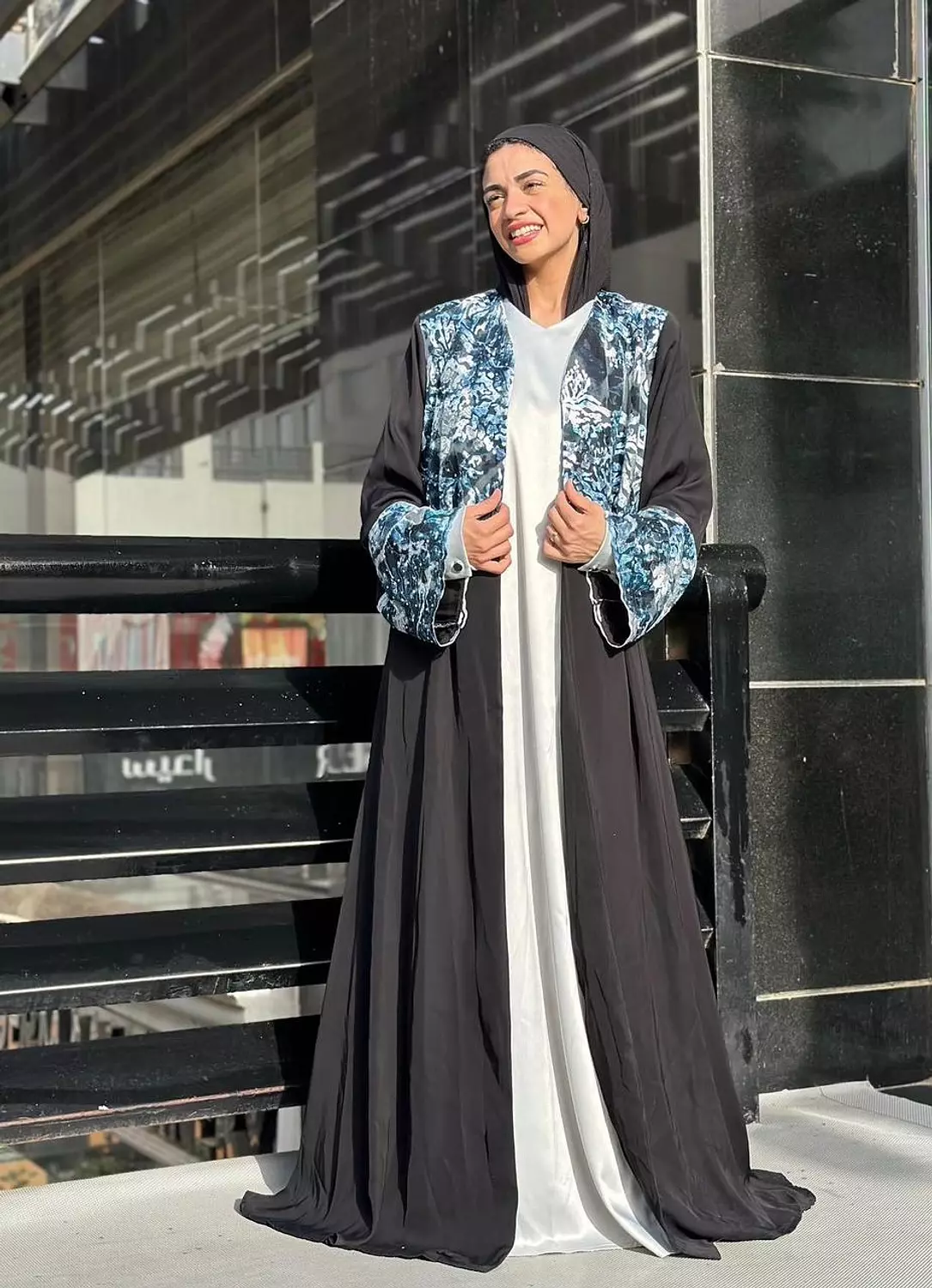 Blue in white Abaya  image