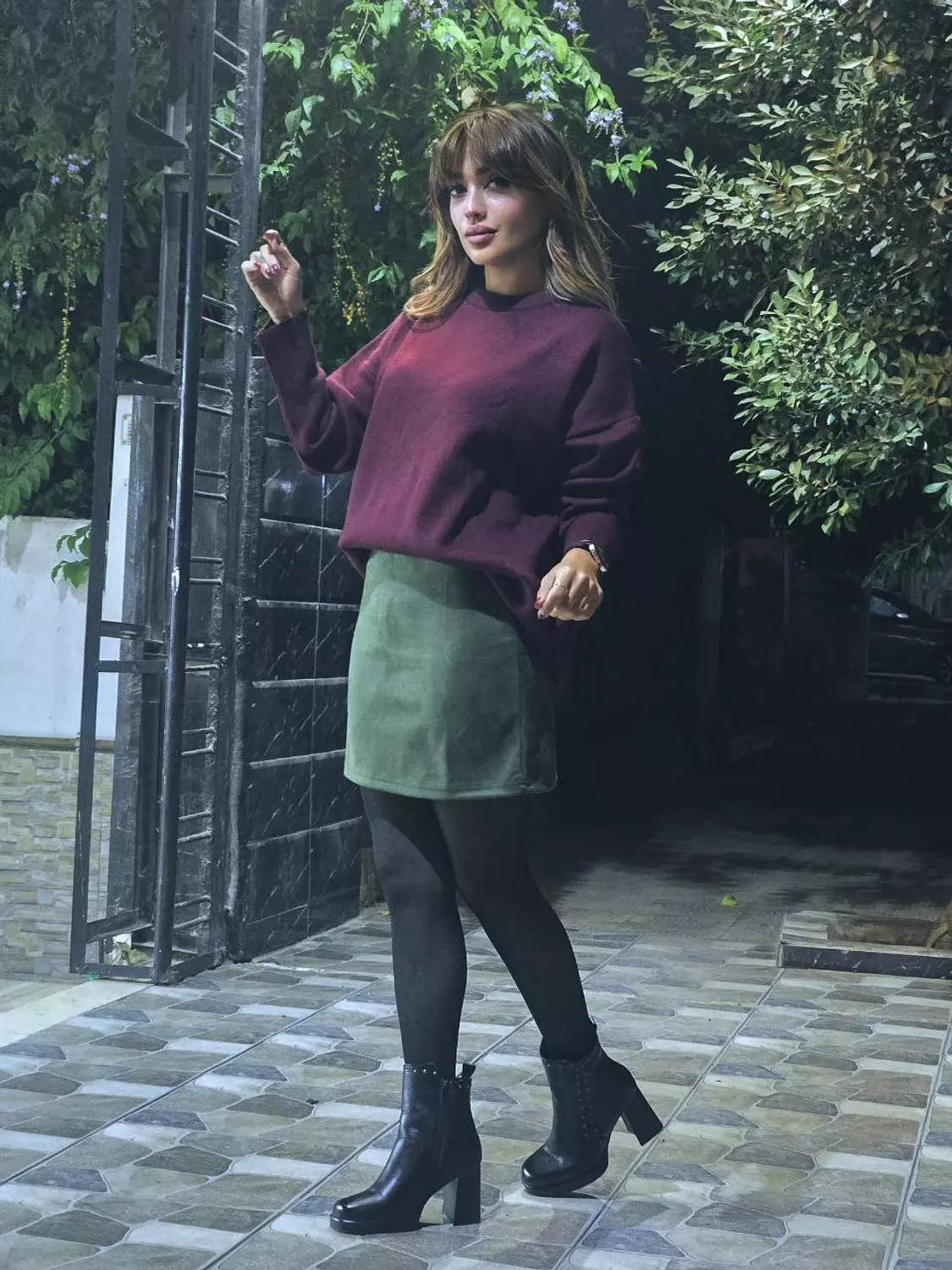 Olive Suede Skirt hover image