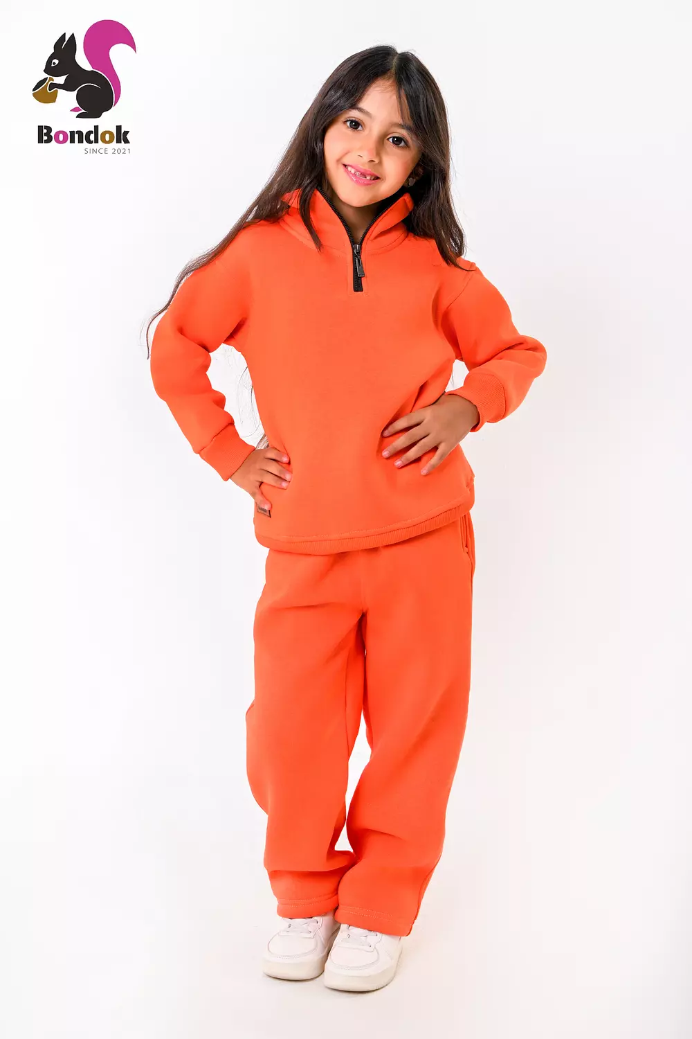 BONDOK Kids Tracksuit Set – Girls¼-Zip Stand-Collar Sweater & Jogger Pants, Comfy Fit – Ages 4–14 14