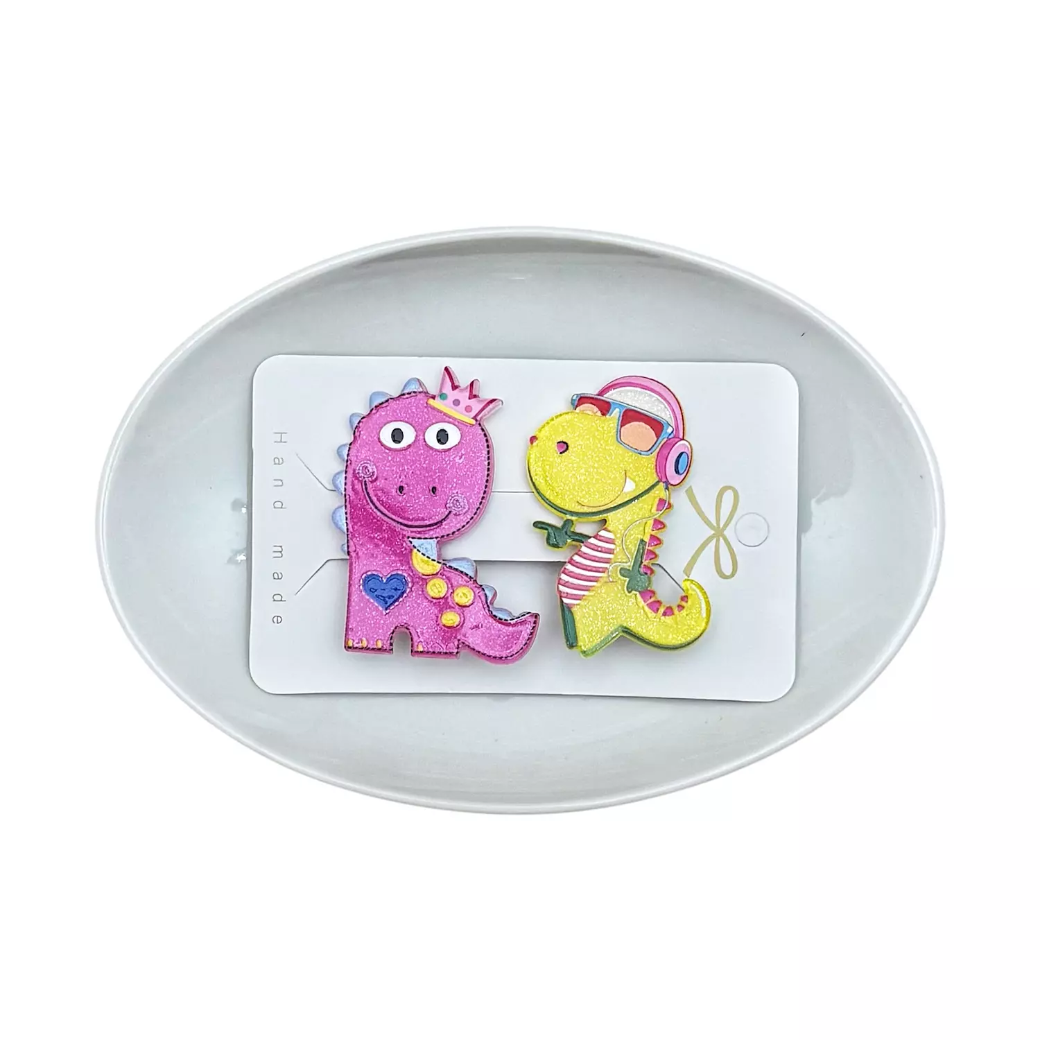 2 Pc Dino Hair Clips Set E image