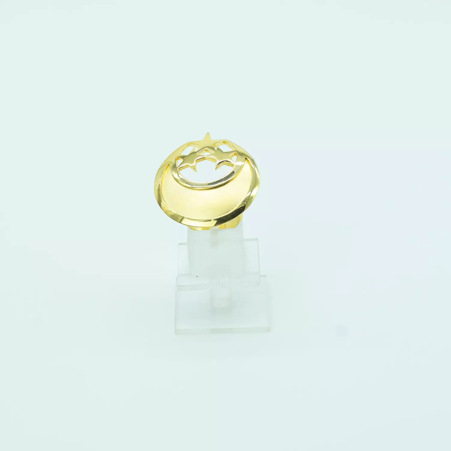 Two-layer brass ring, matte and shiny gold plated - free size - folk art 4