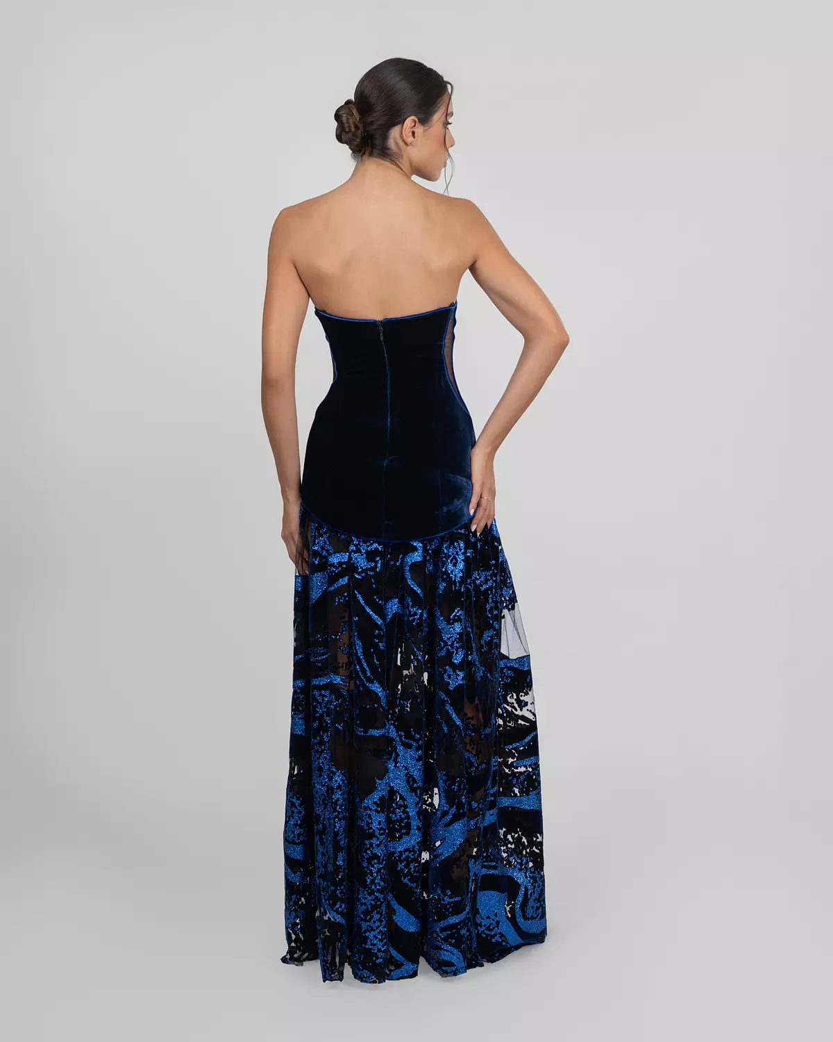 Velvet Statement Strapless Gown 6