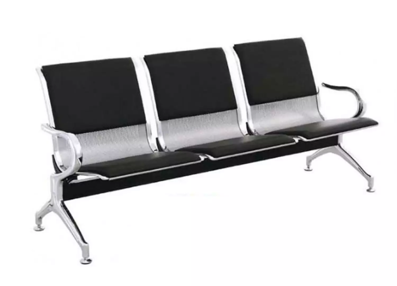 3-seater airport sofa, upholstered in black image