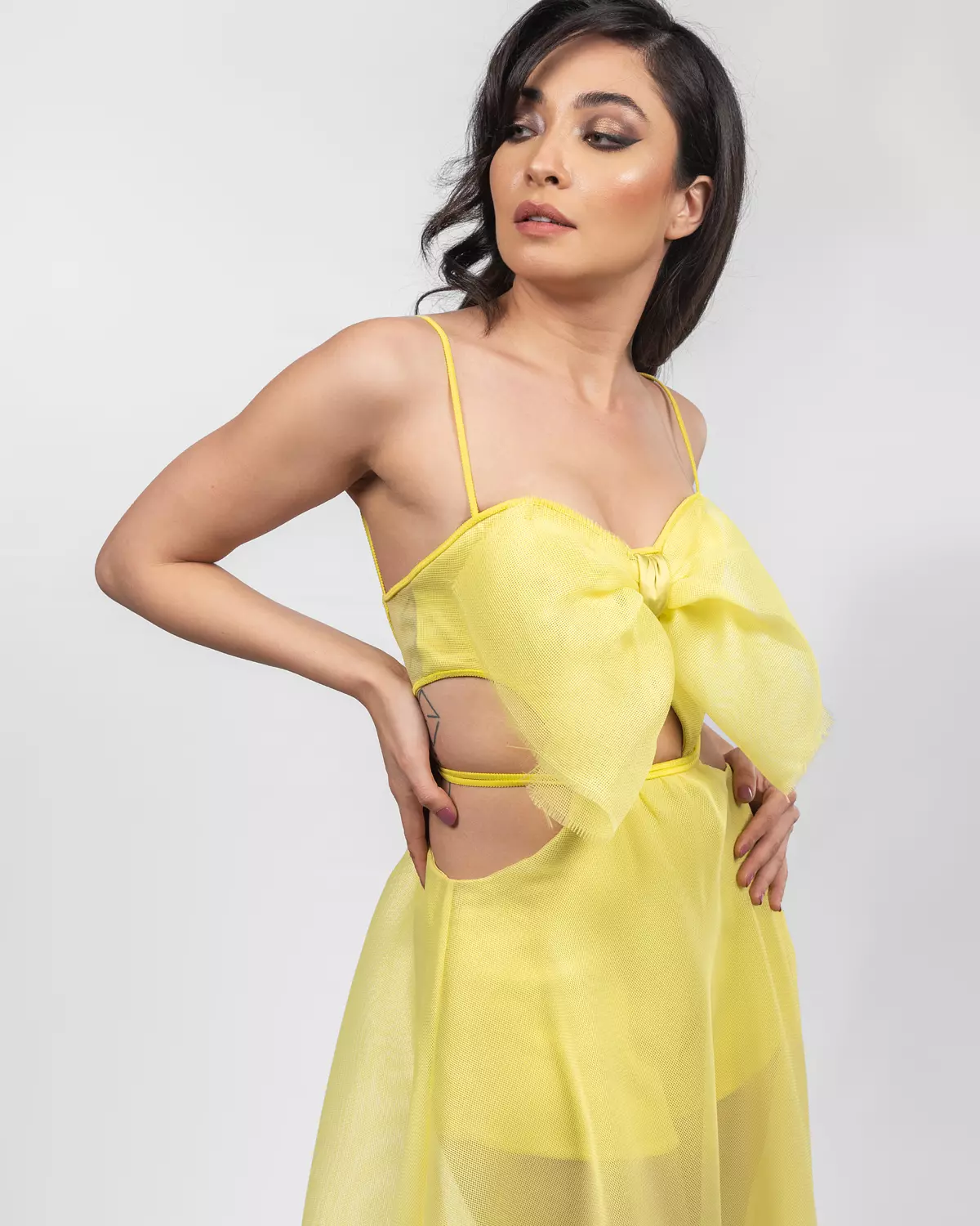 Exquisite Yellow Cutout Dress 4