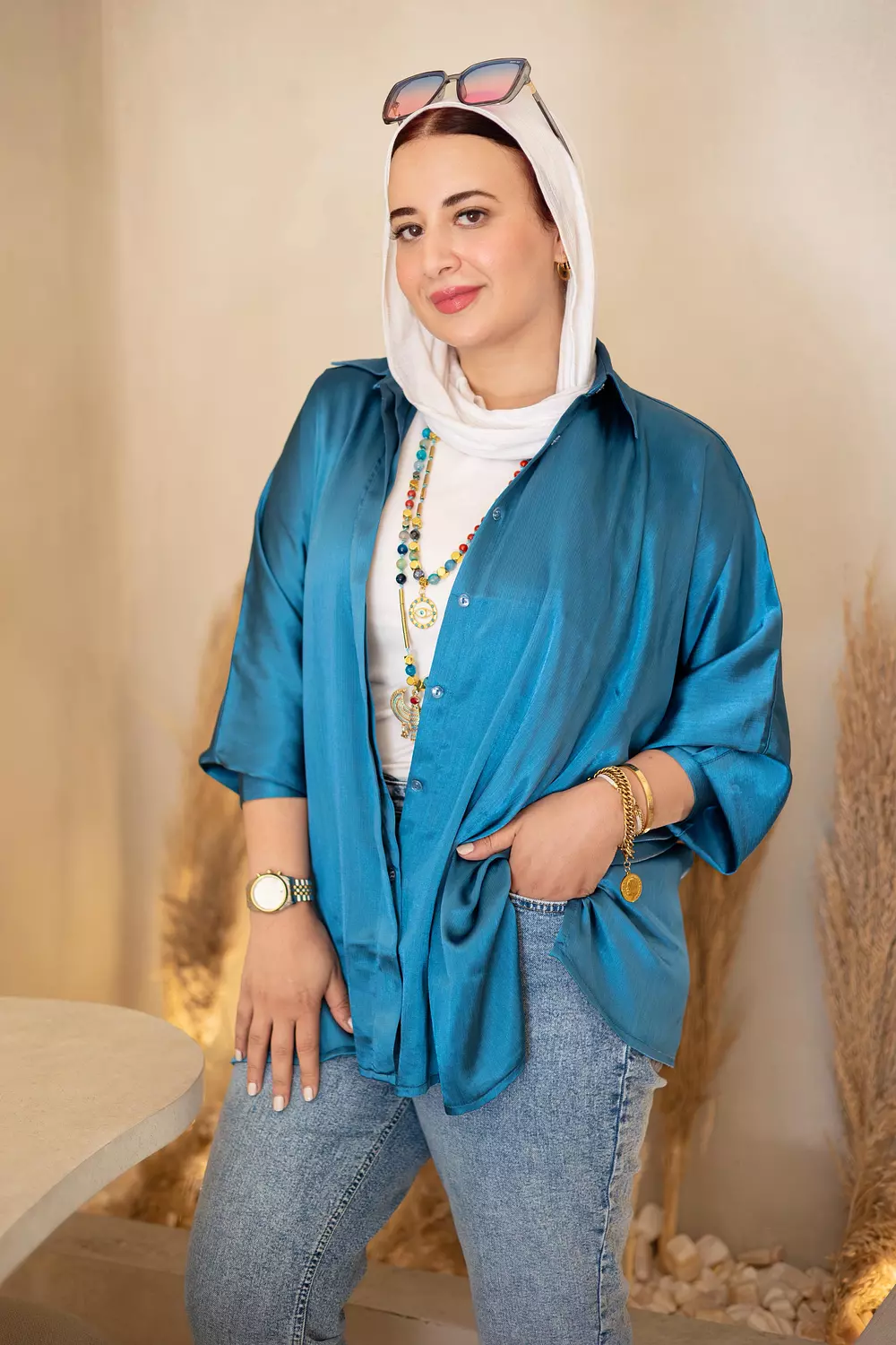 blue satin shirt 2