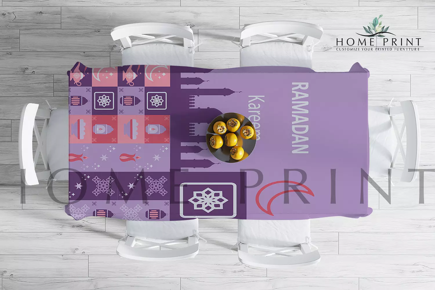 Ramadan Tablecloth  - Ramadan Kareem Vibes - Multi Color Print  - 145 cm in 250 cm  image