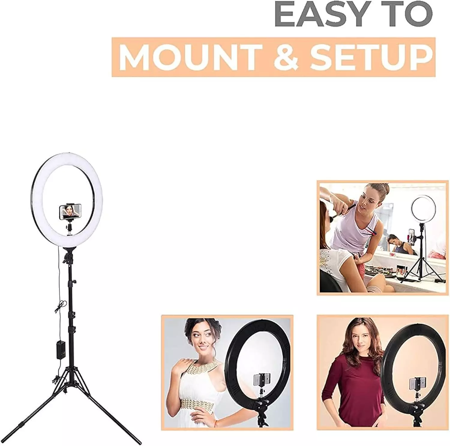 ZMX-260 LED Ring Light, Adjustable, 26cm, USB Powered 4